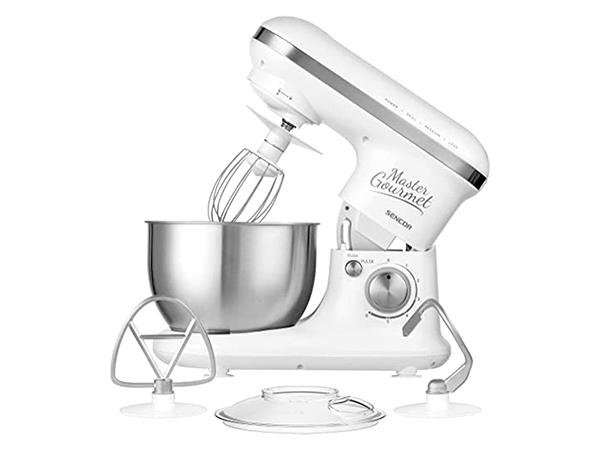 Mezclador resistente totalmente de metal, 600 W, blanco (SENCOR) — batidora amasadora SENCOR