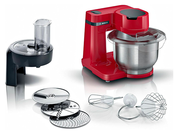 Bosch Serie 2 MUMS2ER01 (700W, 3,8L) roja con bol acero, pâtisserie y cortador/rallador