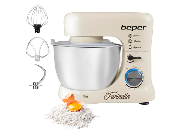 BEPER BP.200 1000W bol 4,5L 8+Pulse accesorios gancho agitador varillas